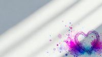 Abstract watercolor heart with purple and blue splashes on white background for romantic designs and Valentine's Day projects.
