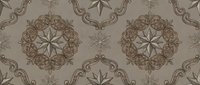 Elegant vintage damask seamless pattern with ornate floral medallions and decorative scrollwork in warm brown tones on beige background for wallpaper design.