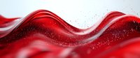 Flowing red liquid wave with glittering particles creates dynamic motion effect against light background, suitable for abstract backgrounds and creative designs.