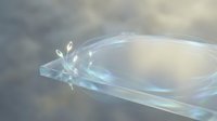 Translucent glass slipper with delicate flower accent on soft dreamy background for fairy tale and fantasy themed designs.