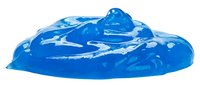 Bright blue slime stretches and spreads across white background, isolated and ready for design projects, educational materials, or creative compositions.