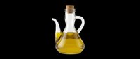 Olive oil in glass bottle with pouring spout and cork stopper, isolated on transparent background. Ready for culinary design, recipe graphics, food packaging, cooking websites, restaurant menus, and print-on-demand products.