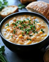 Hearty vegetable soup with beans and herbs in black bowl, served with crusty bread for comfort food dining and healthy meal preparation.