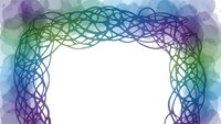 Watercolor gradient frame with intertwined Celtic knots in purple, blue and green tones. Decorative border for invitations, cards and artistic projects.