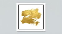 Golden yellow brush strokes on white background creating abstract artistic texture for modern interior design and creative projects.