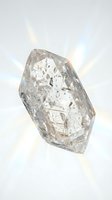 Raw uncut diamond crystal with natural inclusions and brilliant light reflections on white background for luxury jewelry design.
