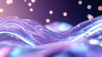 Abstract purple energy wave with glowing particles and bokeh lights creating dynamic flow motion for digital technology backgrounds and futuristic designs.