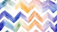 Colorful watercolor chevron pattern with blue, purple, orange, and green brushstrokes creating a seamless zigzag design on white background. Tiles seamlessly for wallpaper and textile applications.