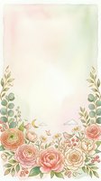 Watercolor floral frame with pink roses, peonies, and eucalyptus branches on soft pastel background. Isolated botanical border design for invitations, greeting cards, and stationery projects.