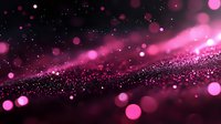 Pink glowing particles and bokeh lights on dark background with sparkle effect and blurred motion creating magical atmospheric backdrop.