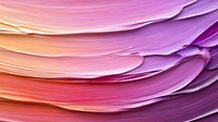 Vibrant gradient waves of pink, peach and purple paint strokes create dynamic layered texture with smooth flowing curves and organic movement. Abstract artistic background.