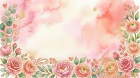 Watercolor floral frame with pink and coral roses, peonies, and greenery on cream background. Isolated design element suitable for invitations, greeting cards, and wedding stationery projects.