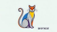 Stylized cat with geometric patterns and vibrant colors sitting gracefully. Modern artistic design for pet lovers and decorative projects.