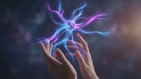 Electric energy lightning bolts emerging from open hands with glowing blue and purple plasma effects for digital art and fantasy designs.