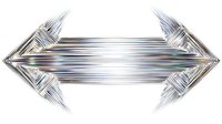 Metallic chrome double arrow with dynamic motion blur effect and prismatic light reflections on white background, isolated design element for modern graphics.