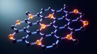 Glowing molecular structure with interconnected atoms and bonds on dark background for scientific research, chemistry education and biotechnology presentations.