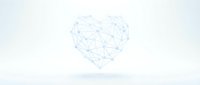 Digital heart made of connected lines and dots on white background for technology and healthcare concepts.