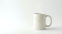 White ceramic coffee mug on clean background for mockup design and branding projects.