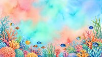 Vibrant underwater coral reef scene with tropical fish swimming among colorful corals and sea plants in turquoise ocean waters for marine design projects.