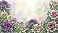 Watercolor garden border with blooming peonies in purple, pink and cream tones on isolated white background, ready for design projects.
