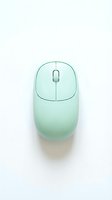 Mint green wireless computer mouse on a white background, isolated modern tech accessory for office, remote work, and digital lifestyle concepts.
