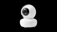 White smart home security camera with pan-tilt functionality, isolated on transparent background. Ready for design use on t-shirts, clipart, stickers, print-on-demand products, and sublimation projects.