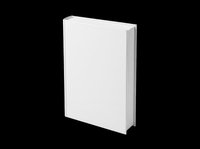 Blank white hardcover book mockup isolated on transparent background, ready for cover design, print on demand, stickers, clipart, and branding projects.