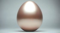 Elegant rose gold metallic egg with smooth reflective surface on neutral background for luxury design concepts and Easter celebrations.