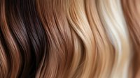 Flowing hair color gradient from dark brown to blonde showcasing smooth texture and natural shine for beauty salon and haircare concepts.