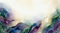 Fluid abstract landscape with flowing ink waves in purple, blue, and green tones creating organic patterns. Suitable for modern wall art, backgrounds, and contemporary design projects.