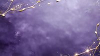 Magical purple night sky with glowing golden branches and sparkles creating an enchanted celestial atmosphere. Dreamy fantasy background for creative projects.