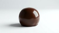 Dark chocolate truffle or ganache ball on white surface with soft shadow, suitable for confectionery, bakery, food photography, dessert menus, and culinary content.