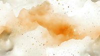 Abstract watercolor background with orange and gray flowing stains and gold speckles, creating an elegant artistic texture for design projects.