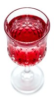 Glass of red wine or cranberry juice beverage isolated on white background, suitable for food and drink, restaurant menus, and beverage marketing.