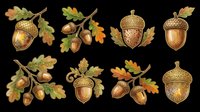 Acorn and oak leaf botanical illustrations isolated on transparent background. Ready for clipart, t-shirt design, stickers, print-on-demand products, and sublimation projects.