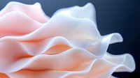 Abstract flowing shapes in soft pink and white against dark blue background, creating elegant wave-like formations with smooth curves and gentle gradients.