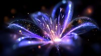 Glowing purple lily flower with sparkling light effects and magical luminescence against dark background for fantasy and spiritual designs.