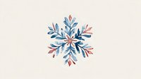 Watercolor snowflake with blue and pink branches on beige background, winter holiday decoration for seasonal greeting cards.