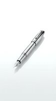 Elegant silver fountain pen isolated on white background for business writing and professional correspondence needs.