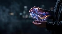 Businessman holding glowing digital brain with neural networks in hands representing artificial intelligence and machine learning technology concepts.