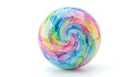 Colorful spiral sphere with swirling rainbow gradient pattern, isolated on white background for design projects, wallpapers, and digital artwork applications.