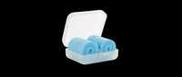 Pair of blue foam hair rollers in clear plastic storage case, isolated on transparent background, ready for clipart, sublimation, print-on-demand products, and design projects.