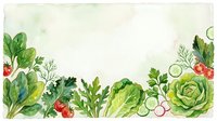Watercolor garden vegetables and fresh produce arranged on cream background, isolated design element suitable for recipe cards, cooking blogs, farmers market promotions, and culinary publications.
