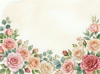 Vintage floral border with pink and peach roses, eucalyptus leaves, and botanical elements on cream background. Isolated design ready for invitations, cards, and wedding stationery projects.