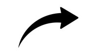 Curved black arrow pointing right on white background isolated for web design and user interface elements.
