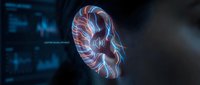 Futuristic holographic brain scan with glowing neural pathways in medical technology interface for healthcare diagnostics and neuroscience research applications.