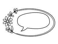 Floral oval frame with speech bubble and decorative botanical elements for greeting cards, invitations, and design projects.