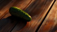 Fresh green cucumber on rustic wooden planks illuminated by dramatic side lighting, creating deep shadows and warm tones for food photography.