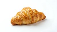 Golden croissant with flaky, buttery layers isolated on white background, ready for bakery, food, and culinary design projects.