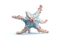 Decorative starfish in soft blue and coral pink colors on white background, marine life art object isolated for design projects and creative layouts.